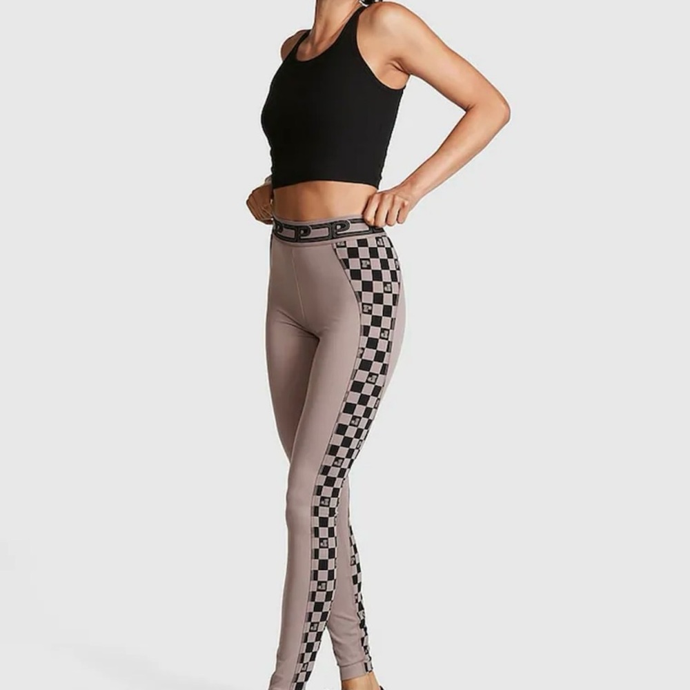 Victoria's Secret Black and Tan Checkered Leggings